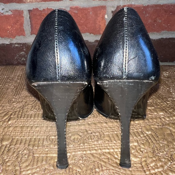 Y2K Vintage Gucci “loafer stilettos “👠 Black leather with a wooden heel - Picture 9 of 15
